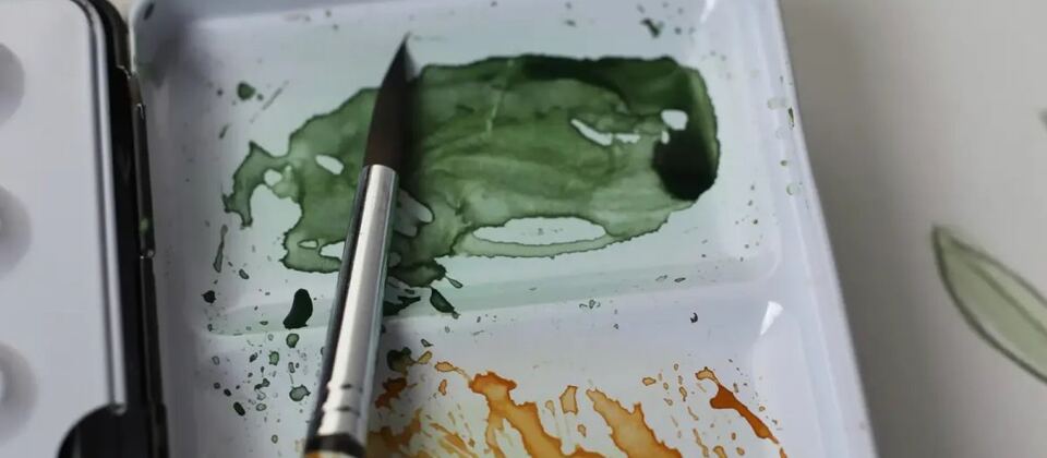 Painting canvas and brushes